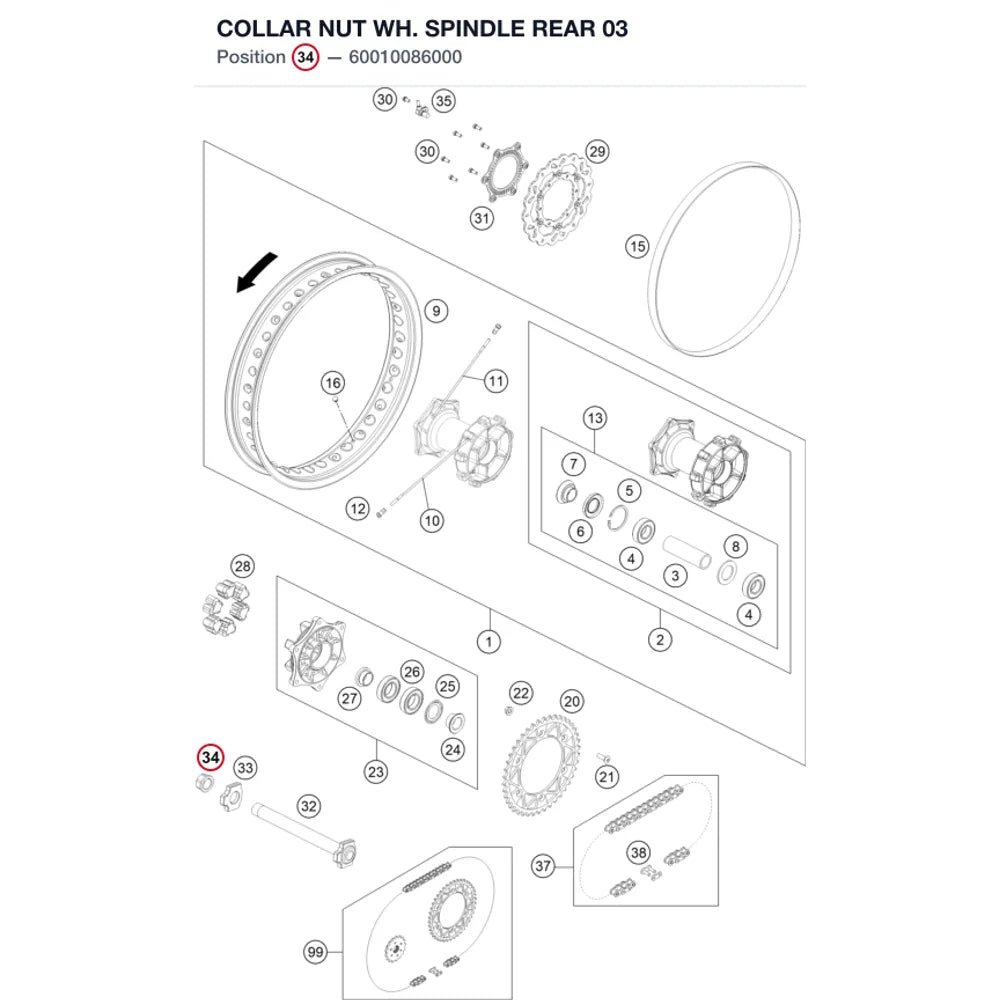 COLLAR NUT WH. SPINDLE REAR 03