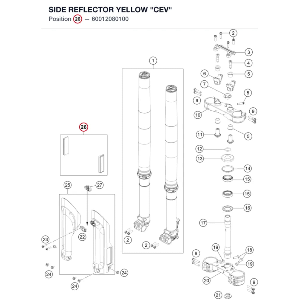 SIDE REFLECTOR YELLOW "CEV"