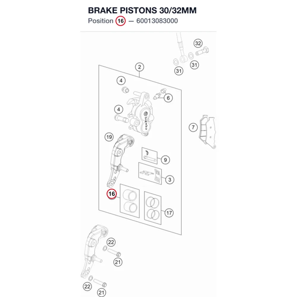 BRAKE PISTONS 30/32MM