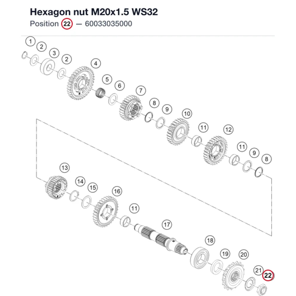 Hexagon nut M20x1.5 WS32