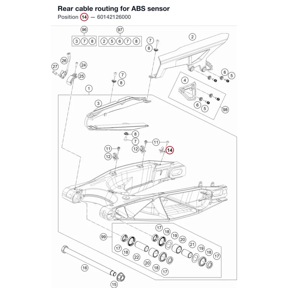 Rear cable routing for ABS sensor