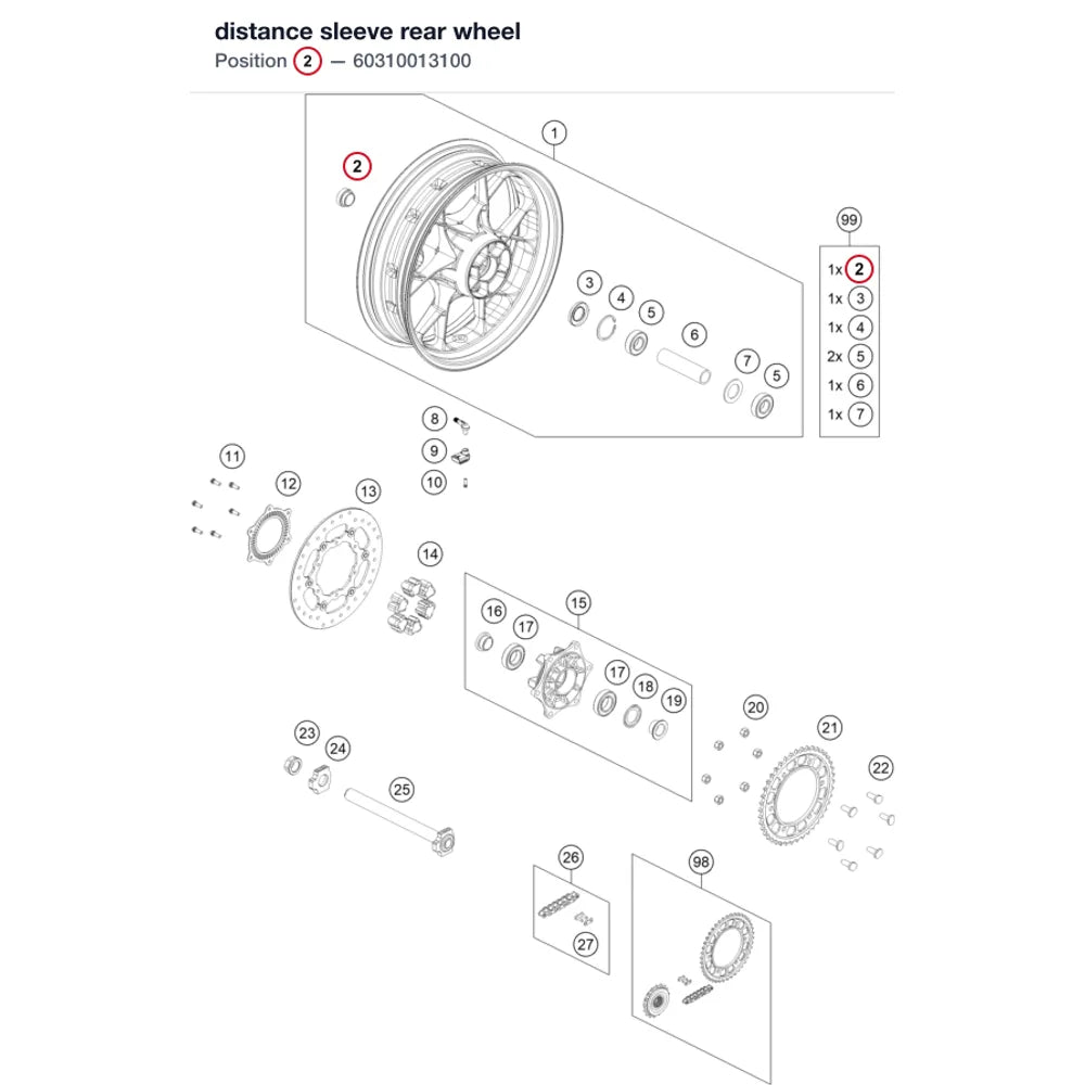 distance sleeve rear wheel