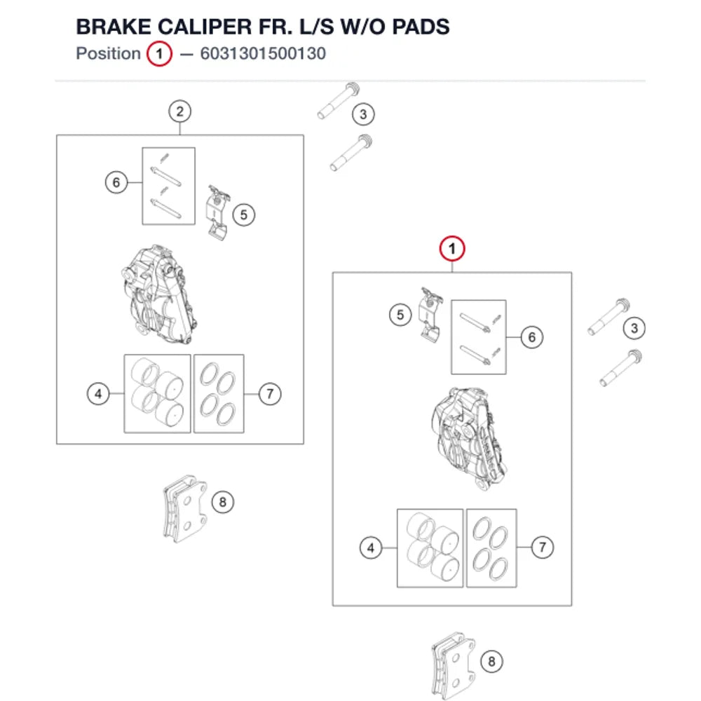 BRAKE CALIPER FR. L/S W/O PADS