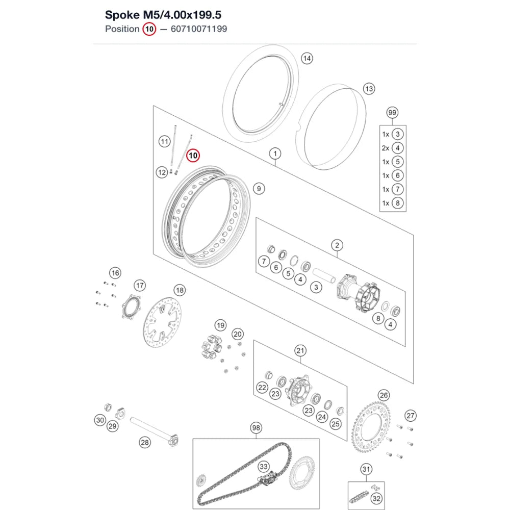 Spoke M5/4.00x199.5