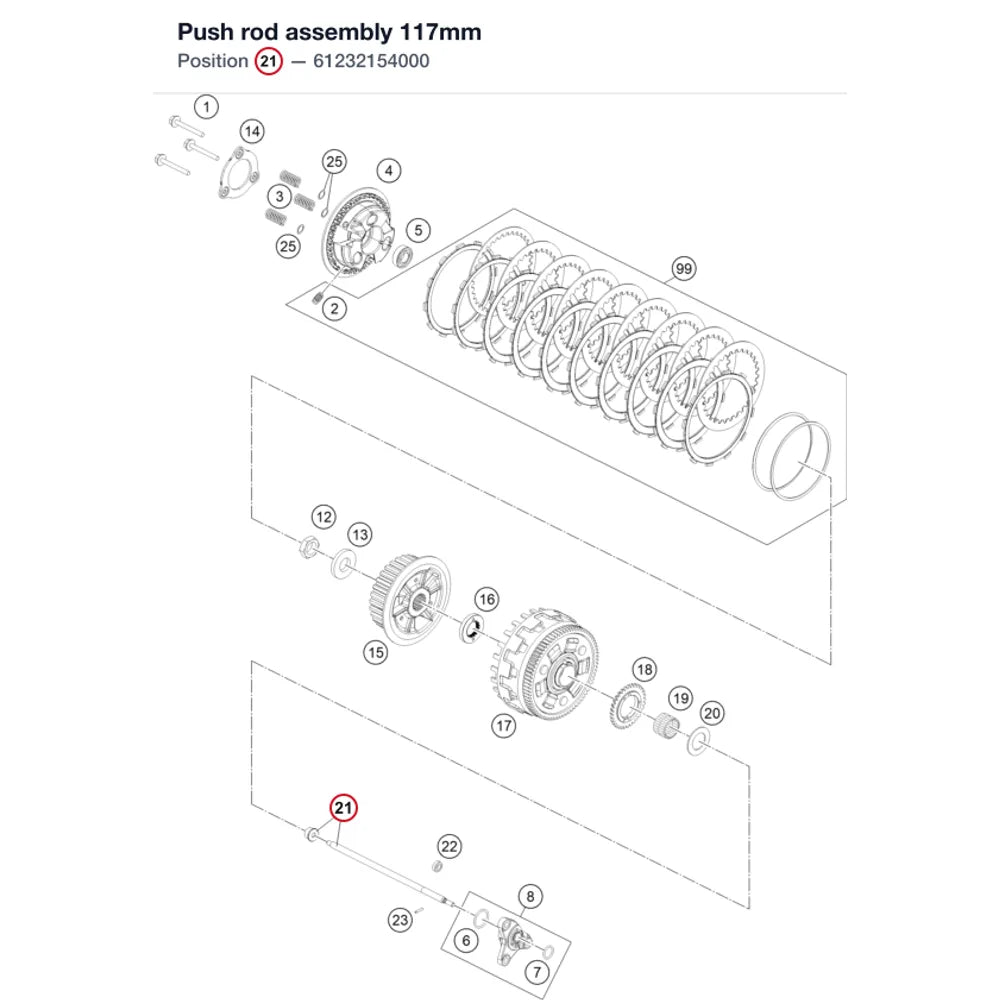 Push rod assembly 117mm