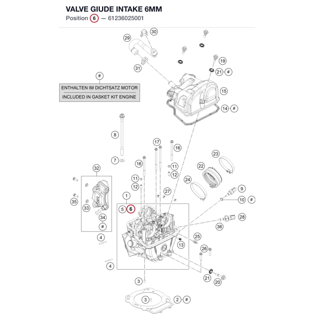 VALVE GIUDE INTAKE 6MM