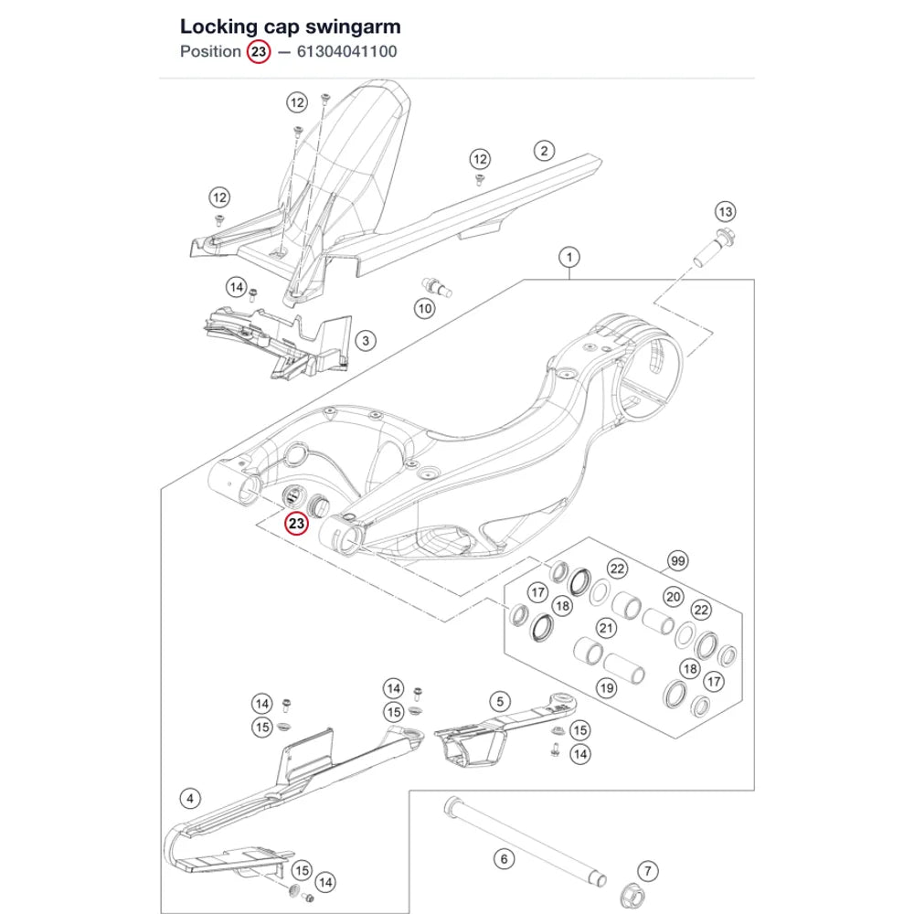 Locking cap swingarm