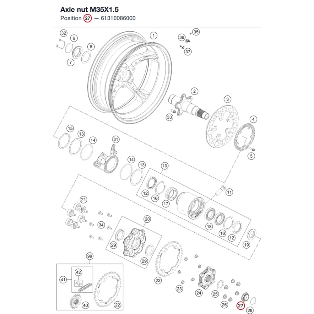 Axle nut M35X1.5