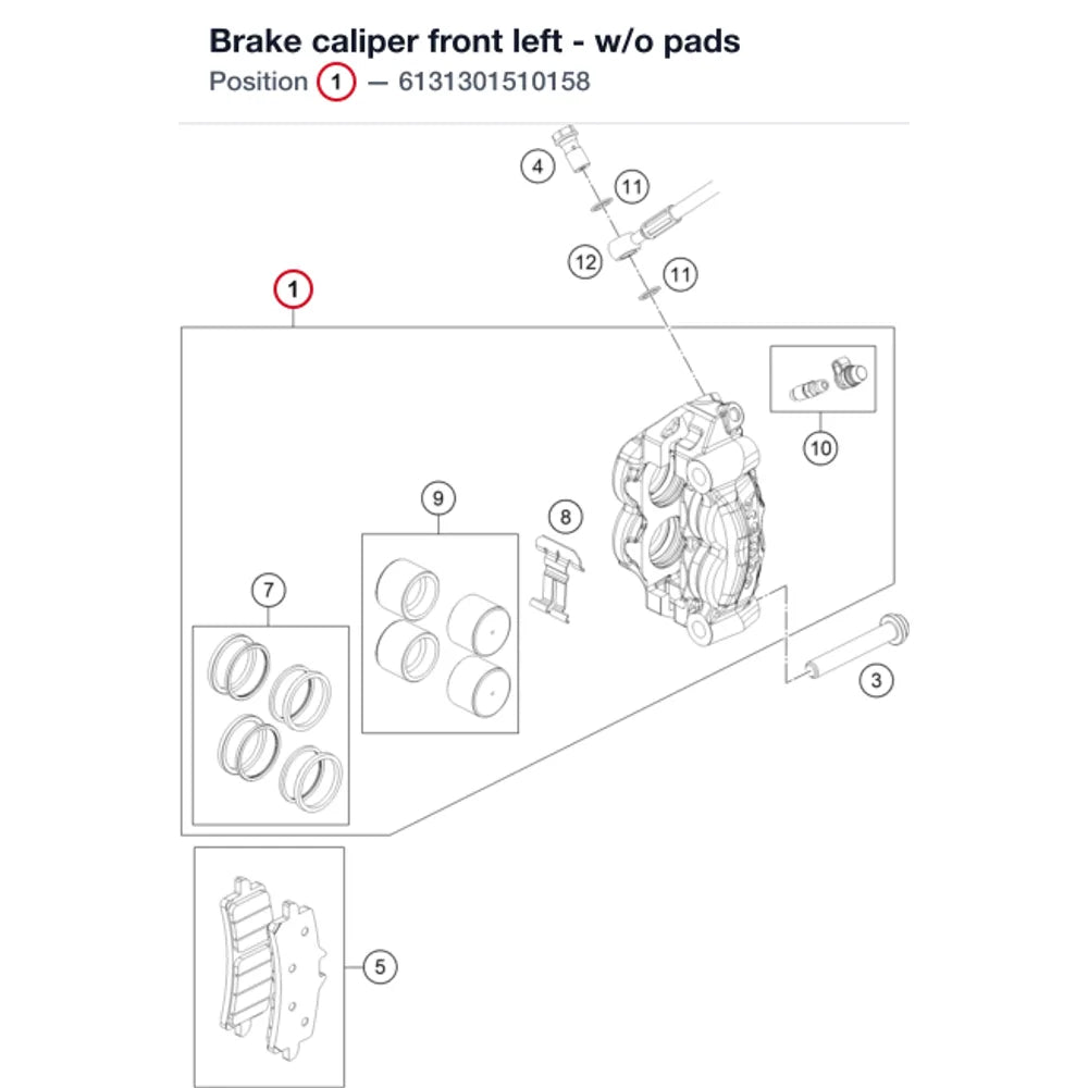 Brake caliper front left - w/o pads