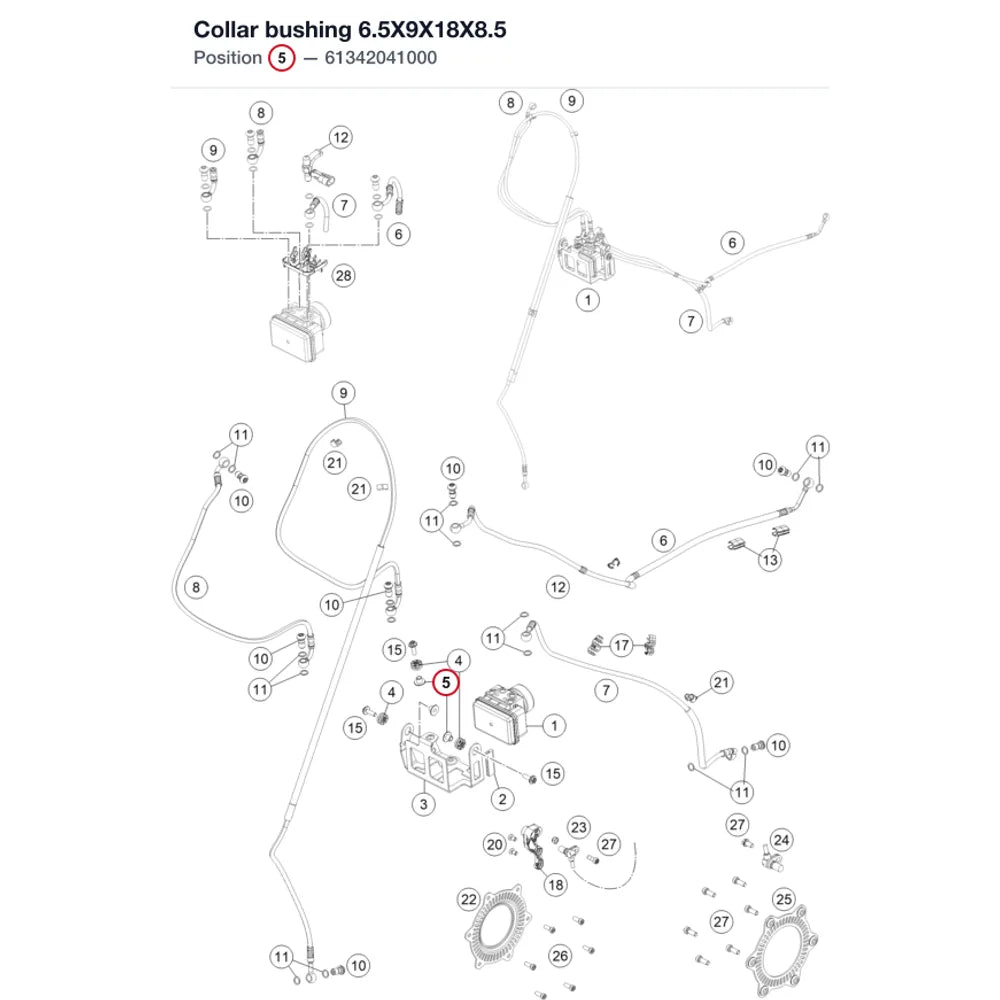 Collar bushing 6.5X9X18X8.5