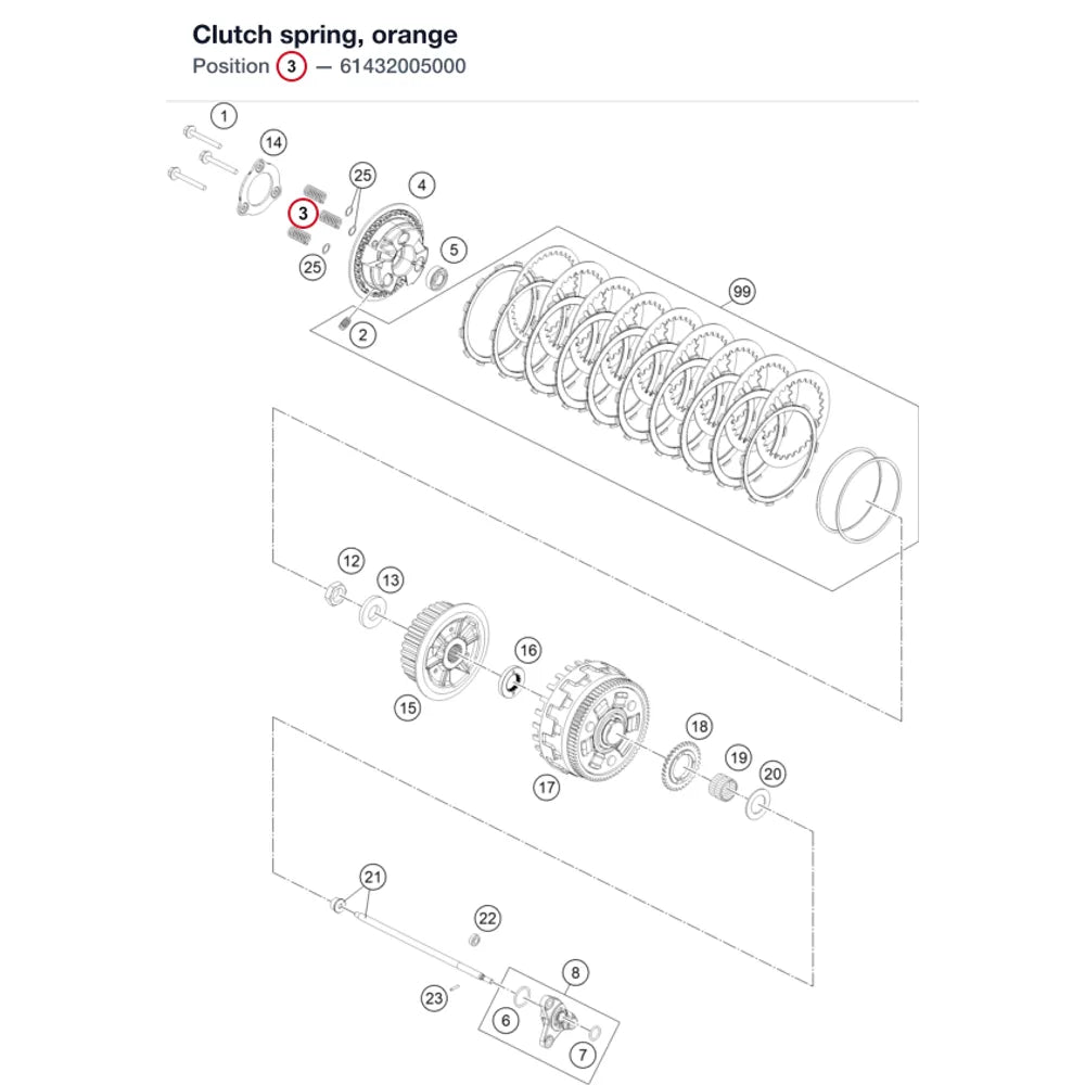 Clutch spring, orange