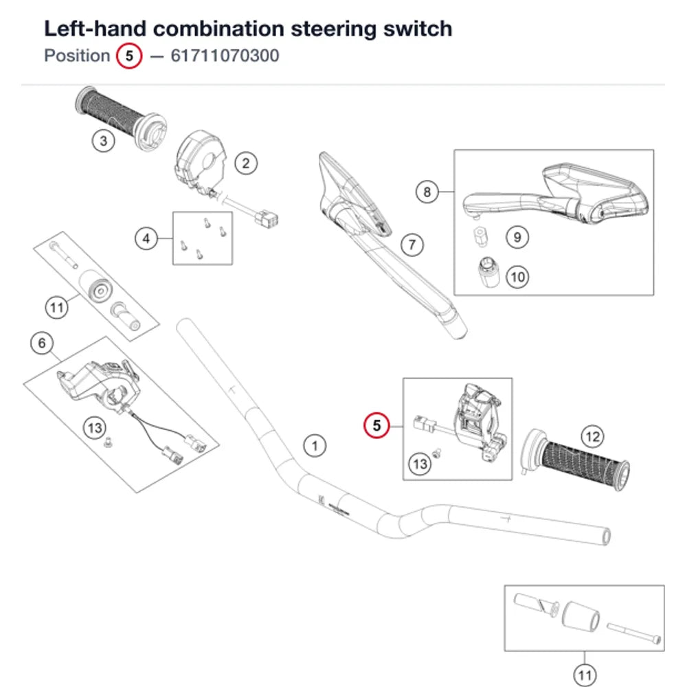 Left-hand combination steering switch