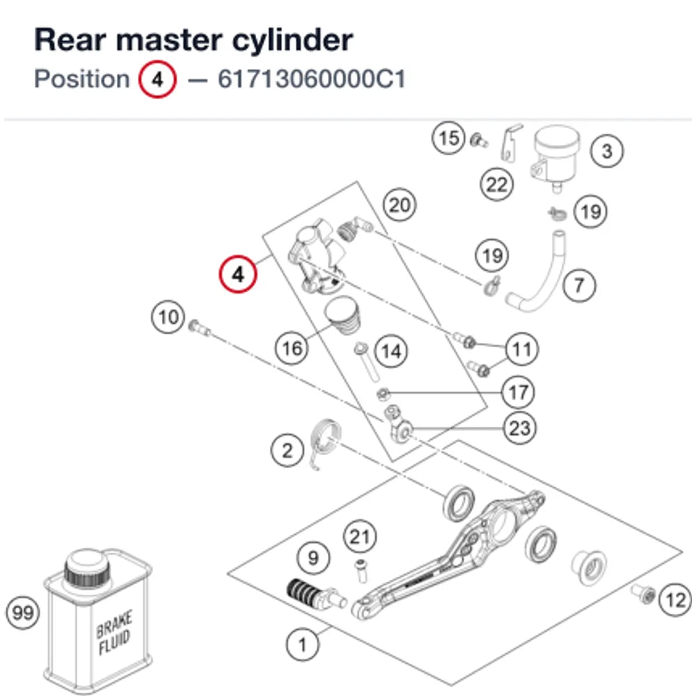 Rear master cylinder