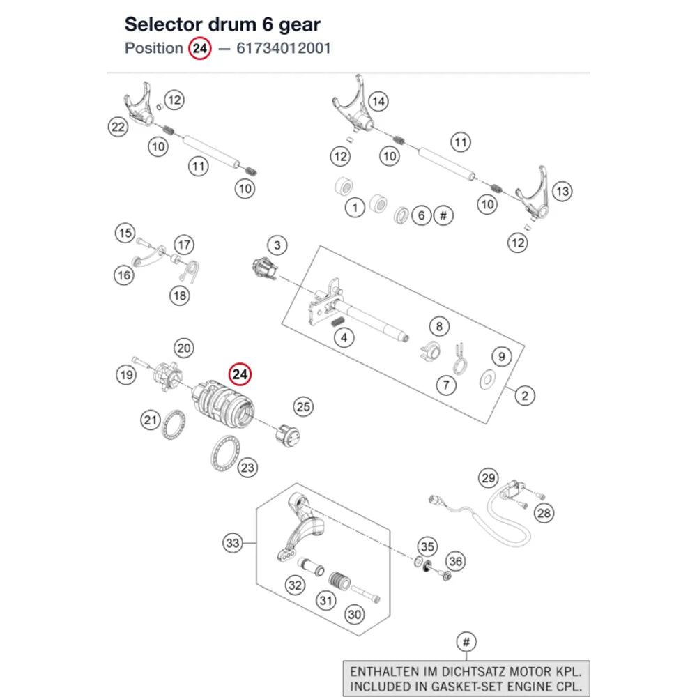Selector drum 6 gear