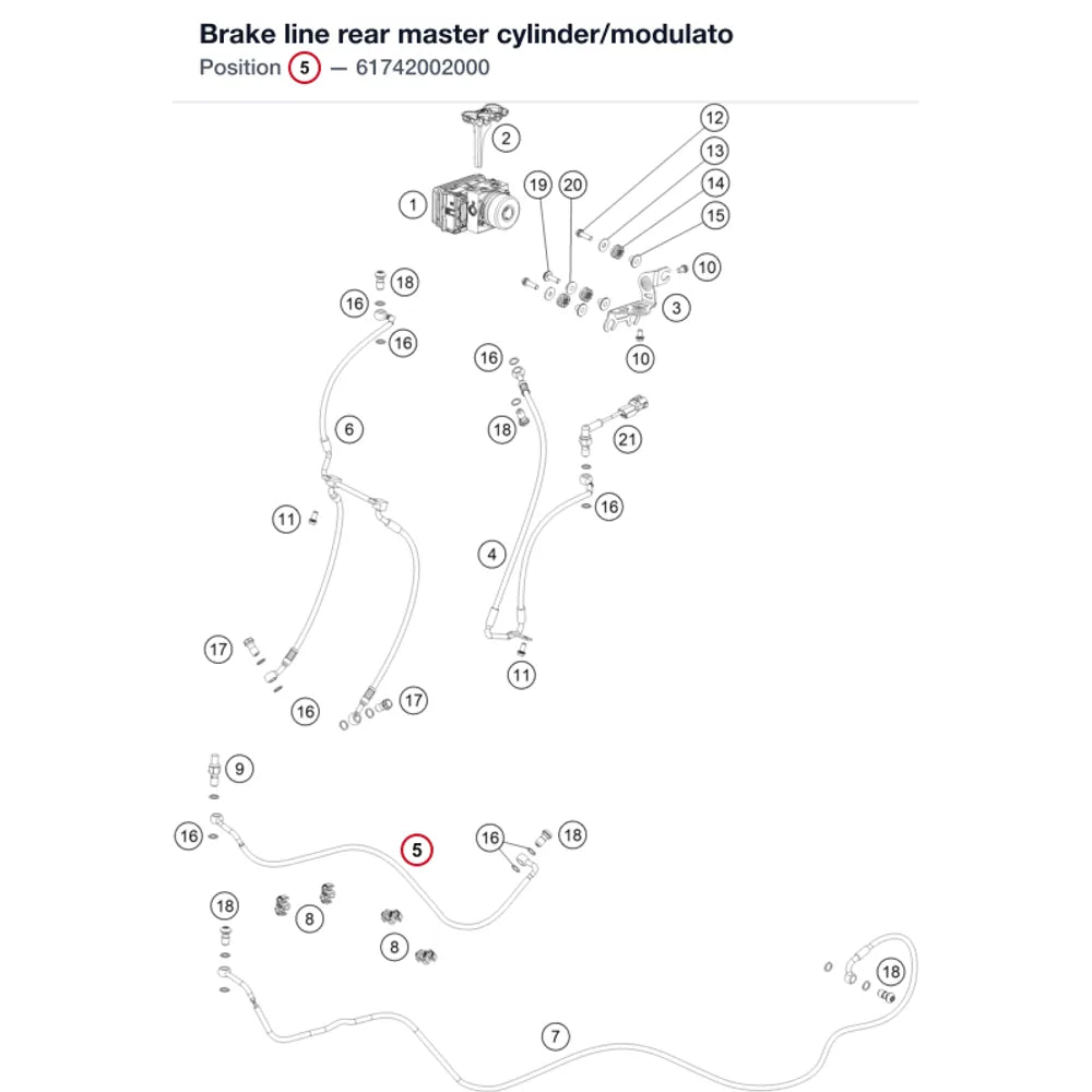 Brake line rear master cylinder/modulato