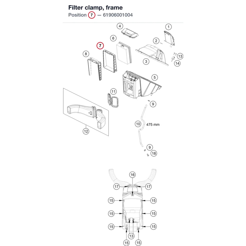 Filter clamp, frame