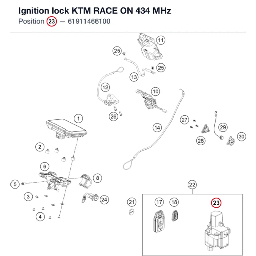 Ignition lock KTM RACE ON 434 MHz