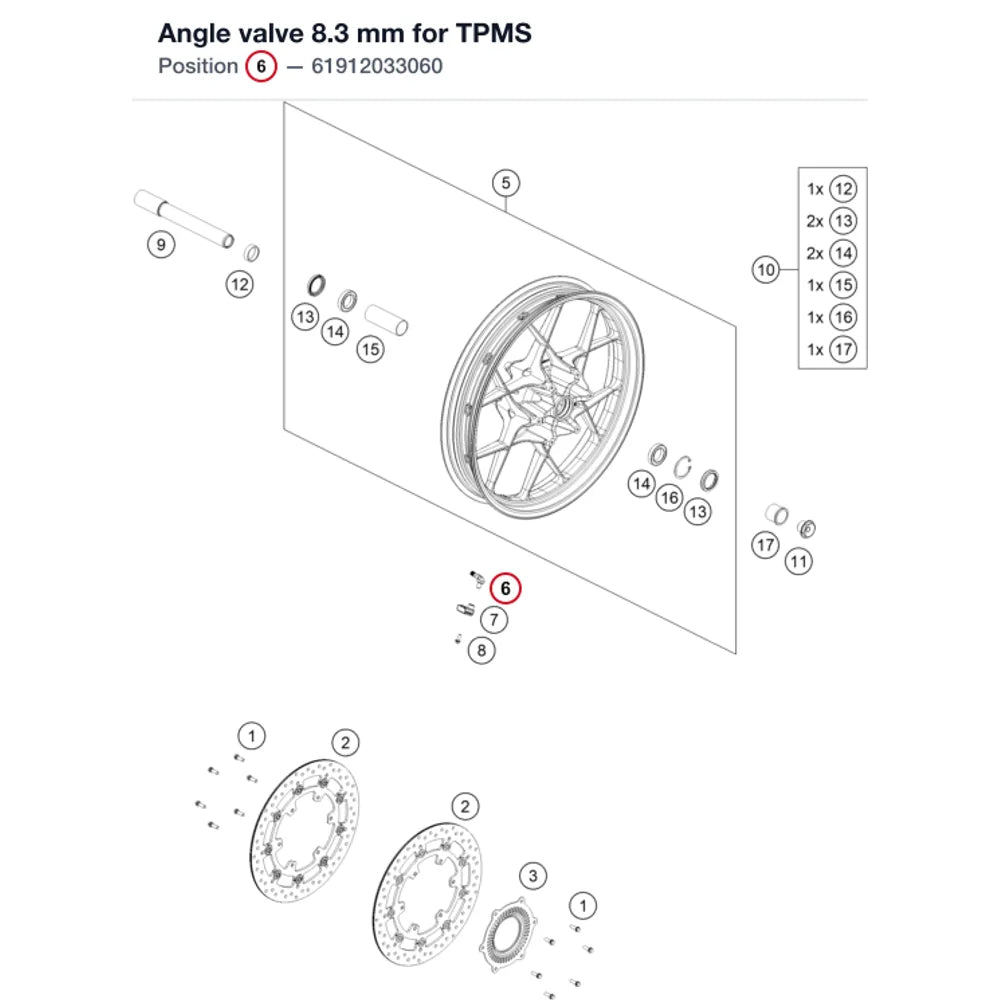Angle valve 8.3 mm for TPMS