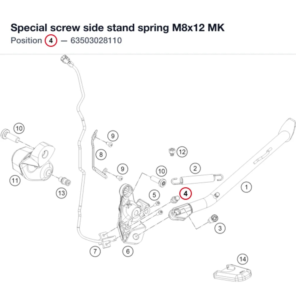 Special screw side stand spring M8x12 MK