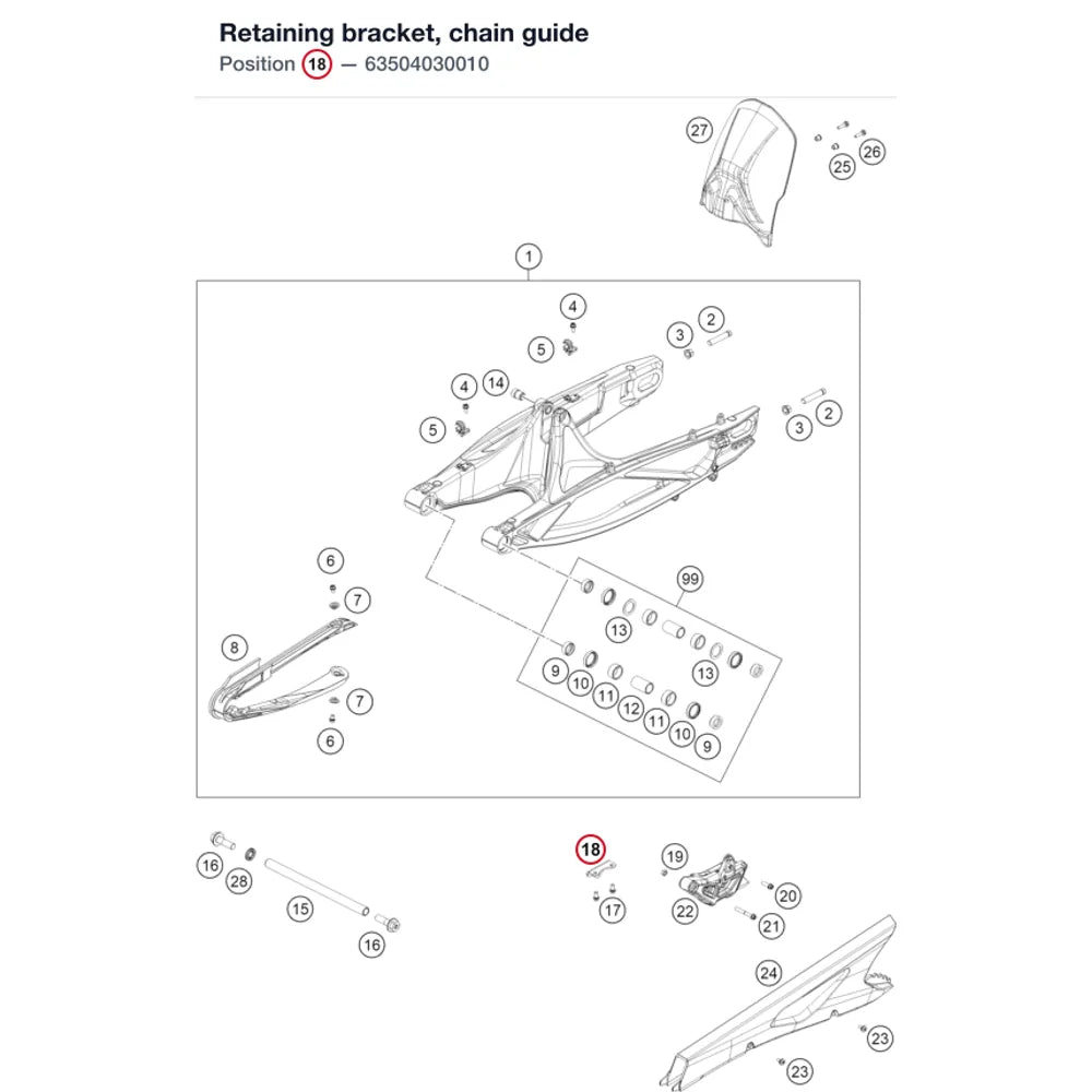 Retaining bracket, chain guide
