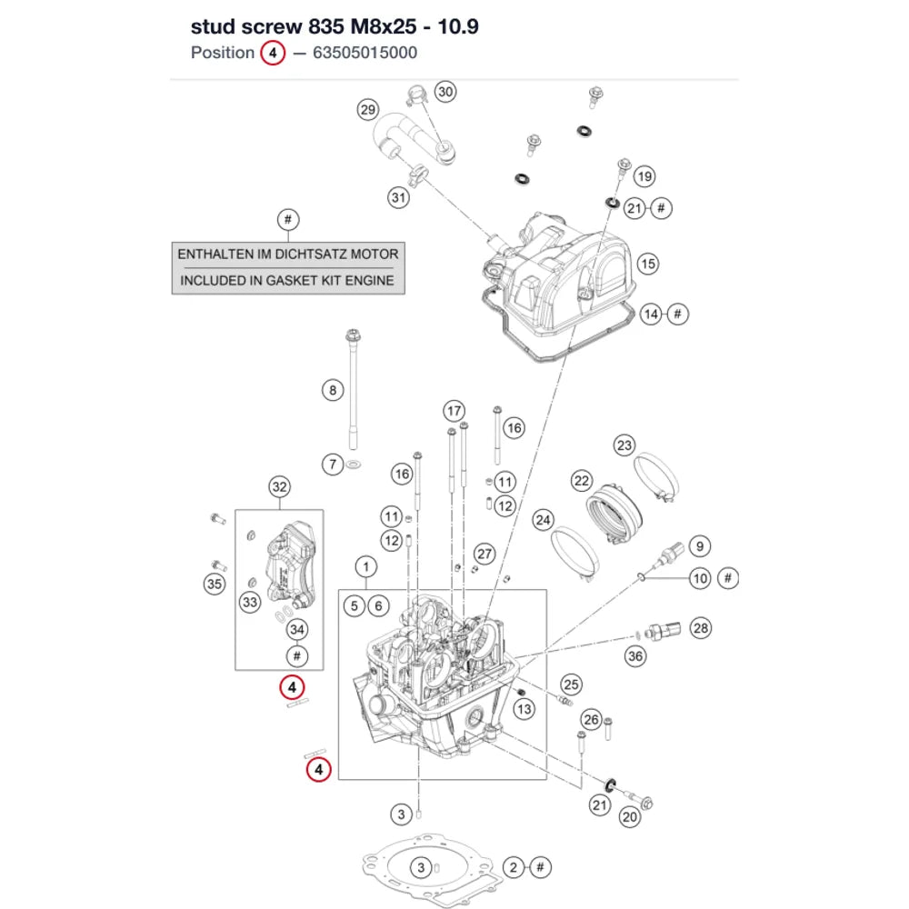 stud screw 835 M8x25 - 10.9