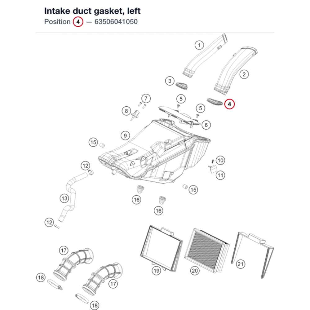 Intake duct gasket, left