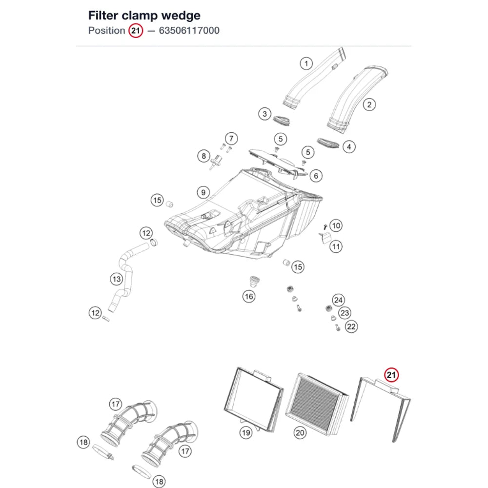 Filter clamp wedge