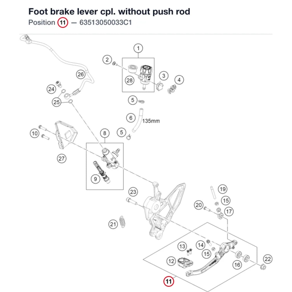 Foot brake lever cpl. without push rod