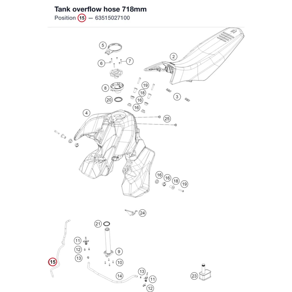 Tank overflow hose 718mm