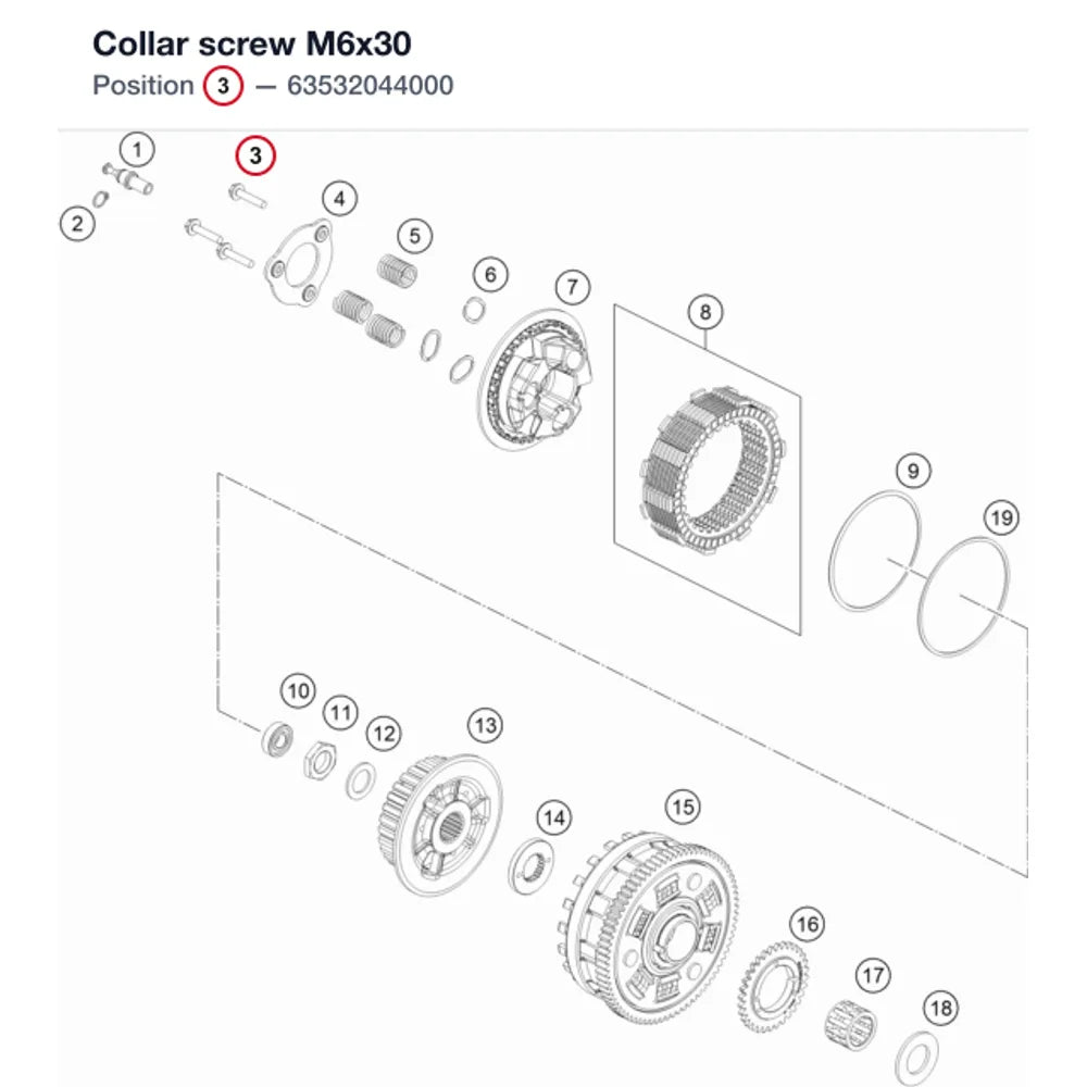 Collar screw M6x30