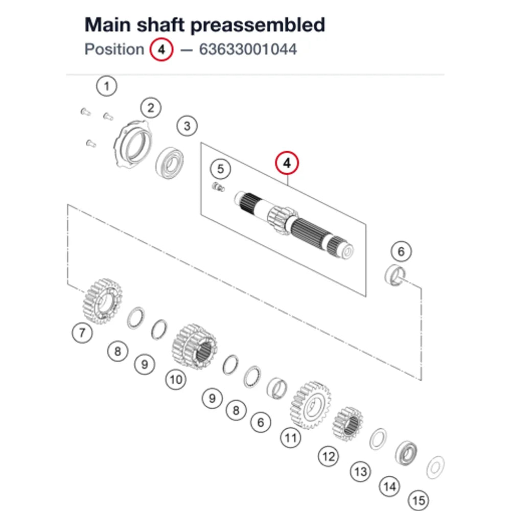Main shaft preassembled