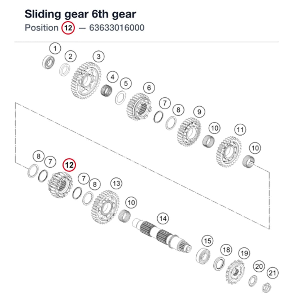 Sliding gear 6th gear