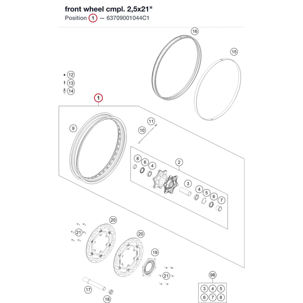 front wheel cmpl. 2,5x21"