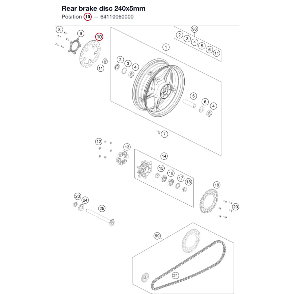 Rear brake disc 240x5mm