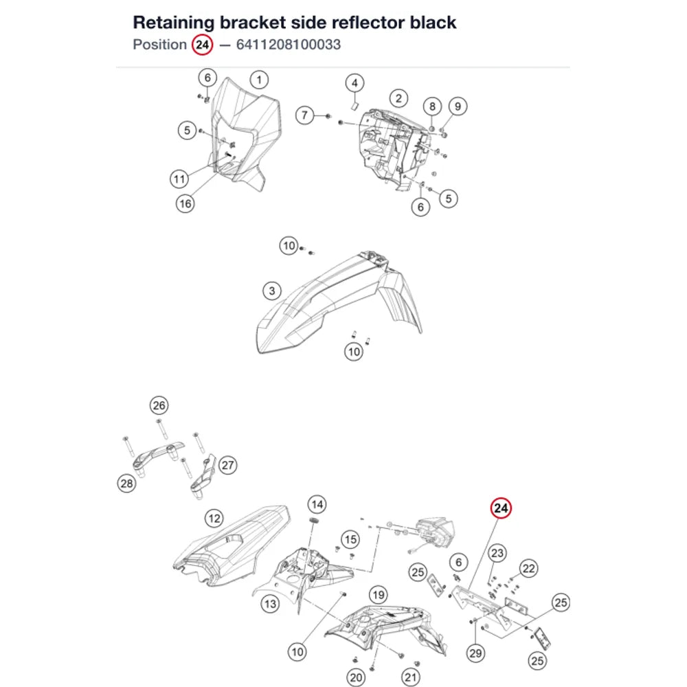 Retaining bracket side reflector black