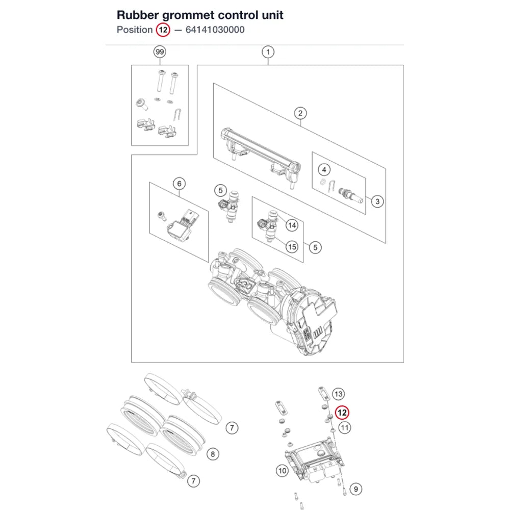 Rubber grommet control unit
