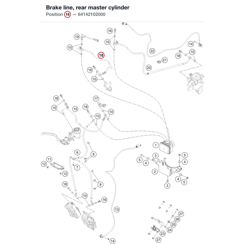 Brake line, rear master cylinder