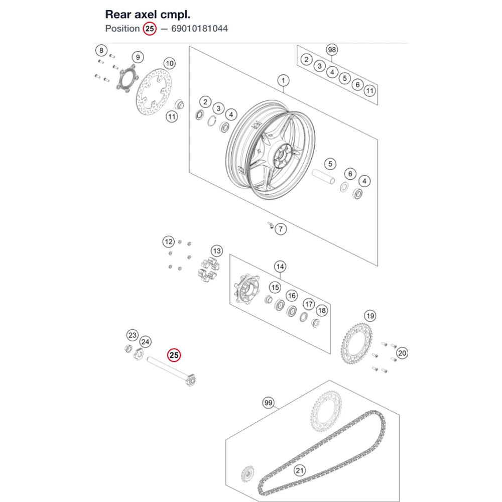 Rear axel cmpl.