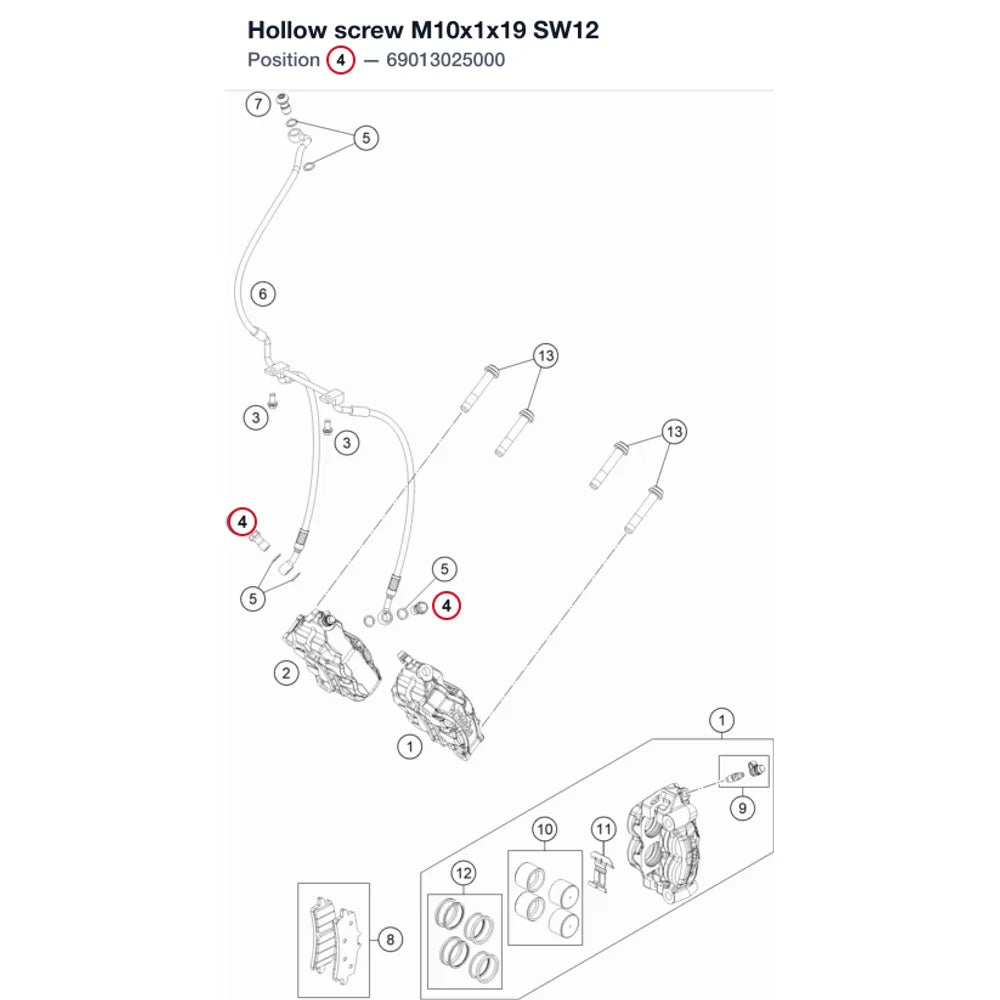 Hollow screw M10x1x19 SW12