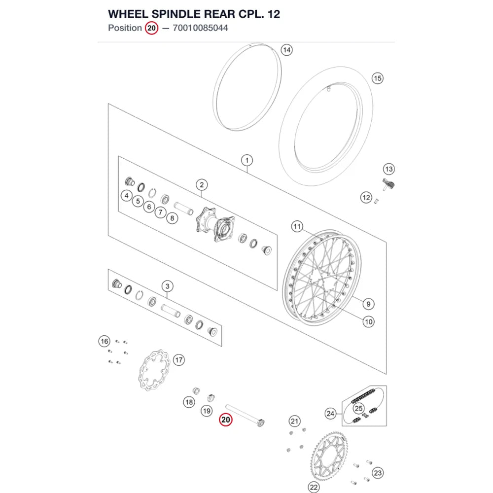 WHEEL SPINDLE REAR  CPL.    12