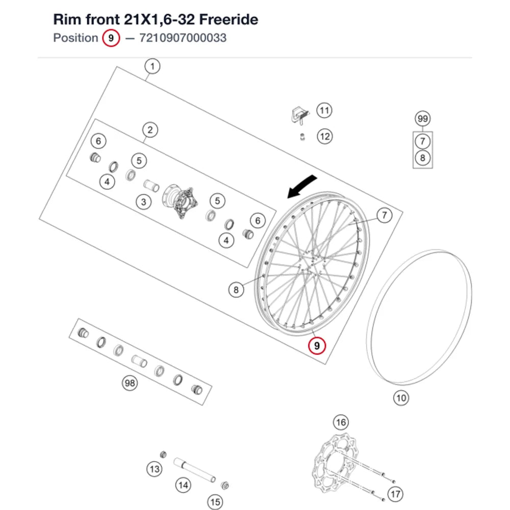 Rim front 21X1,6-32 Freeride