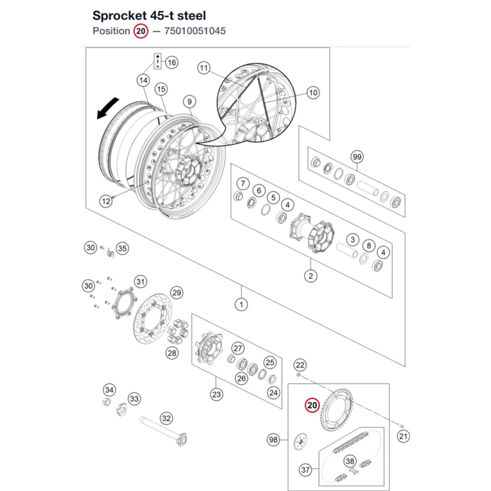 Sprocket 45-t steel