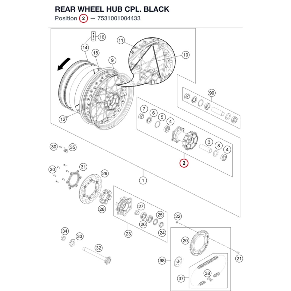 REAR WHEEL HUB CPL. BLACK