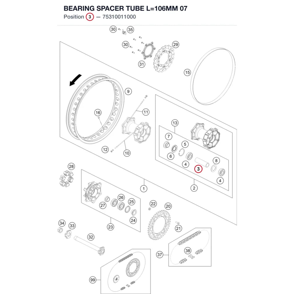 BEARING SPACER TUBE L=106MM 07