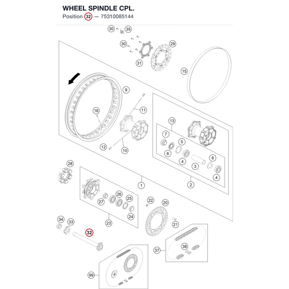 WHEEL SPINDLE CPL.