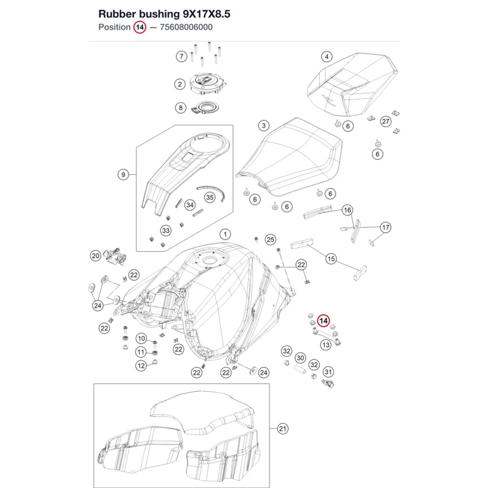 Rubber bushing 9X17X8.5