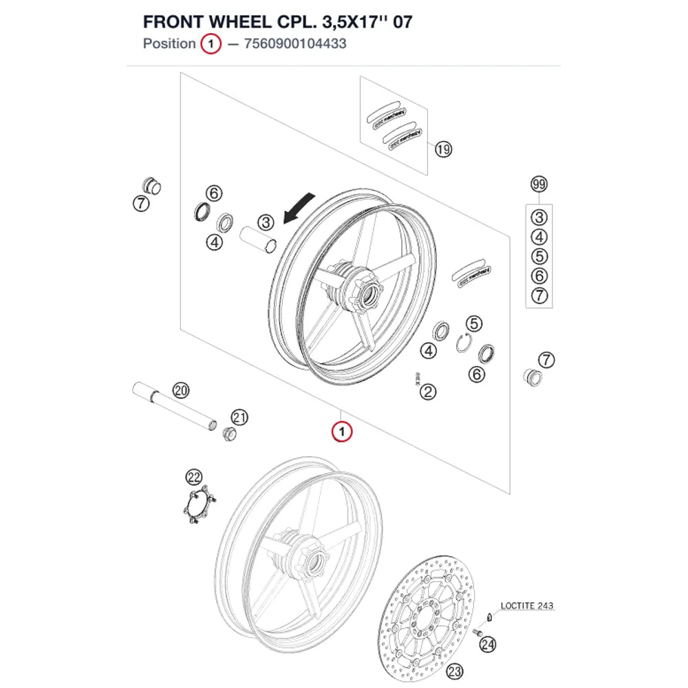 FRONT WHEEL CPL. 3,5X17''  07