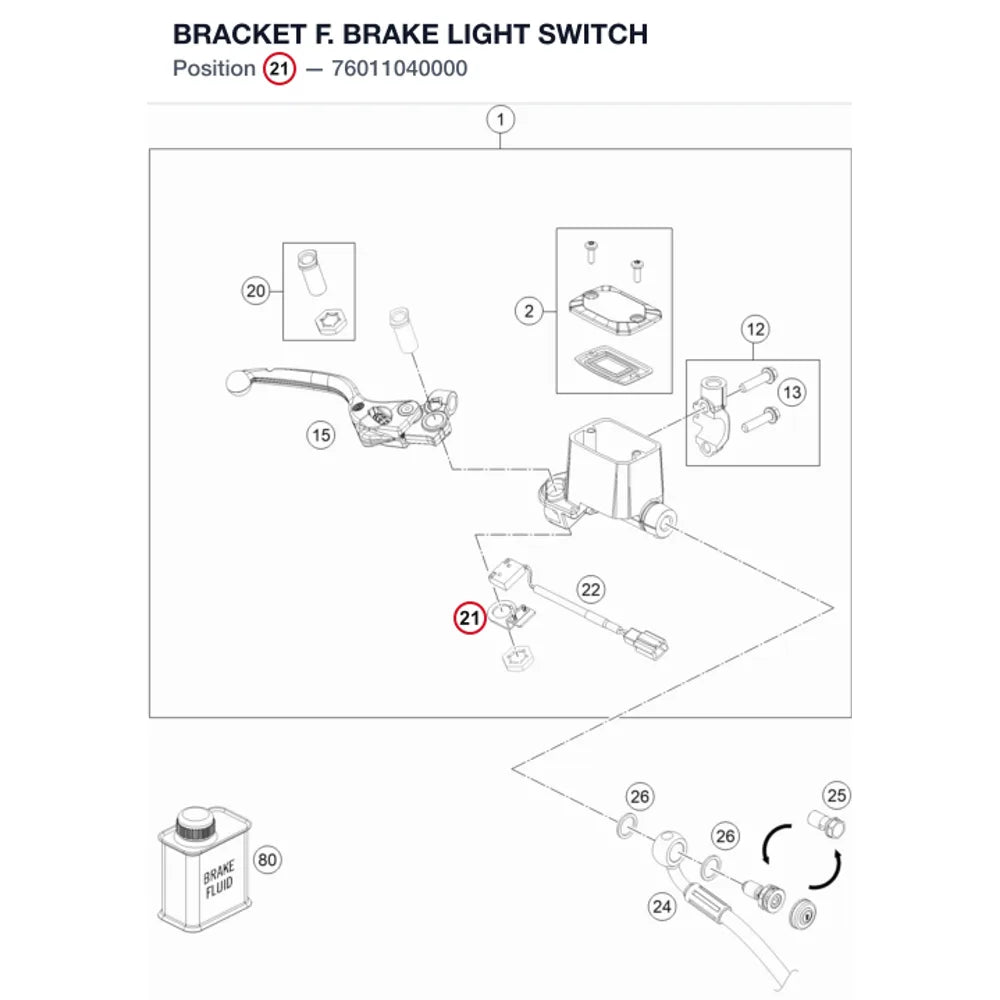 BRACKET F. BRAKE LIGHT SWITCH