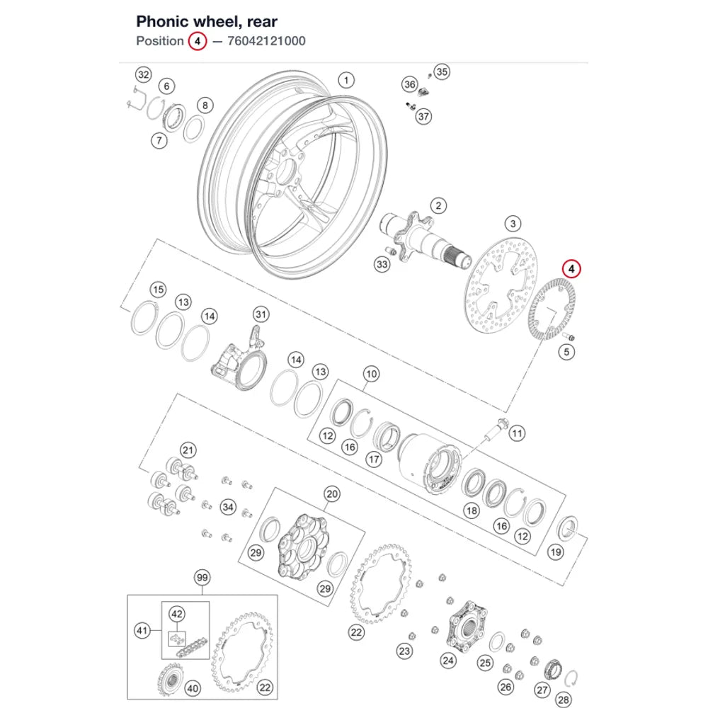 Phonic wheel, rear