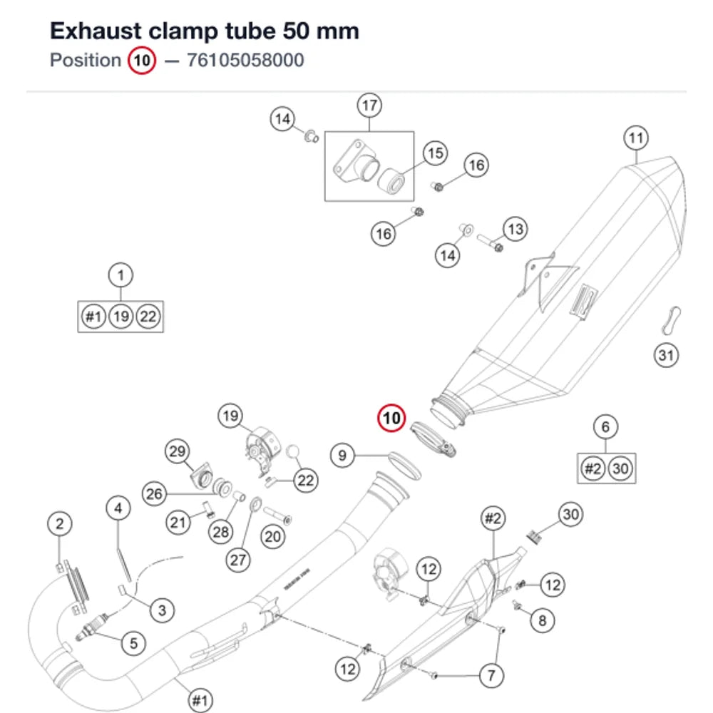 Exhaust clamp tube 50 mm